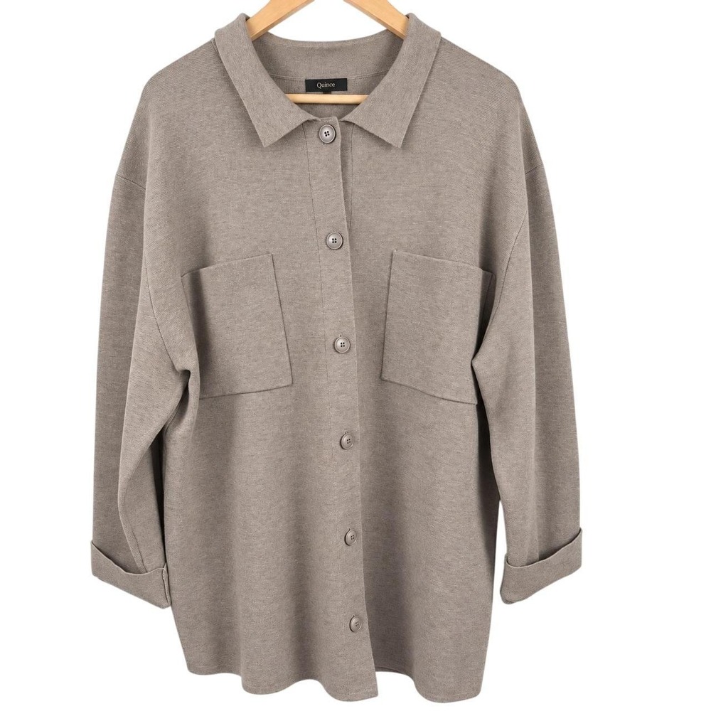 Quince Women's Knit Shirt Jacket Shacket Cardigan Minimalist Quiet Luxury XL
